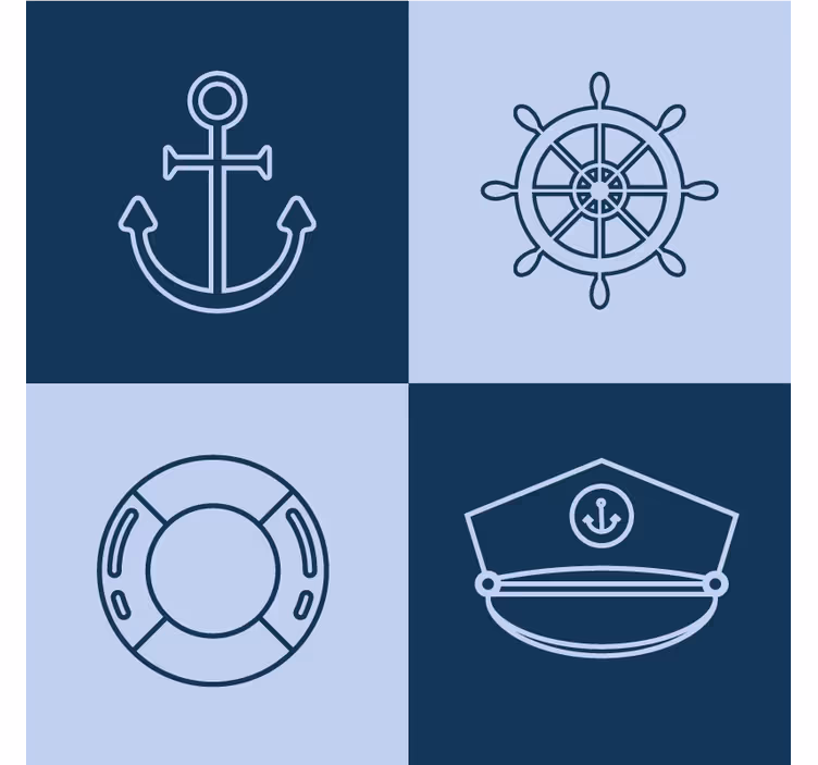 Untersetzer modern anker und nautische symbole - TenStickers
