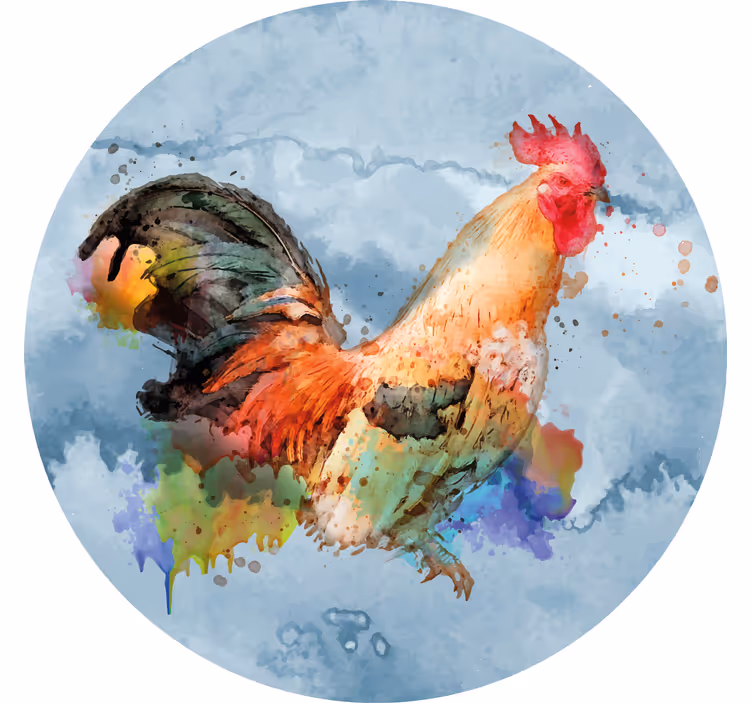 Untersetzer Muster Gemalter hahn auf aquarelltextur - TenStickers