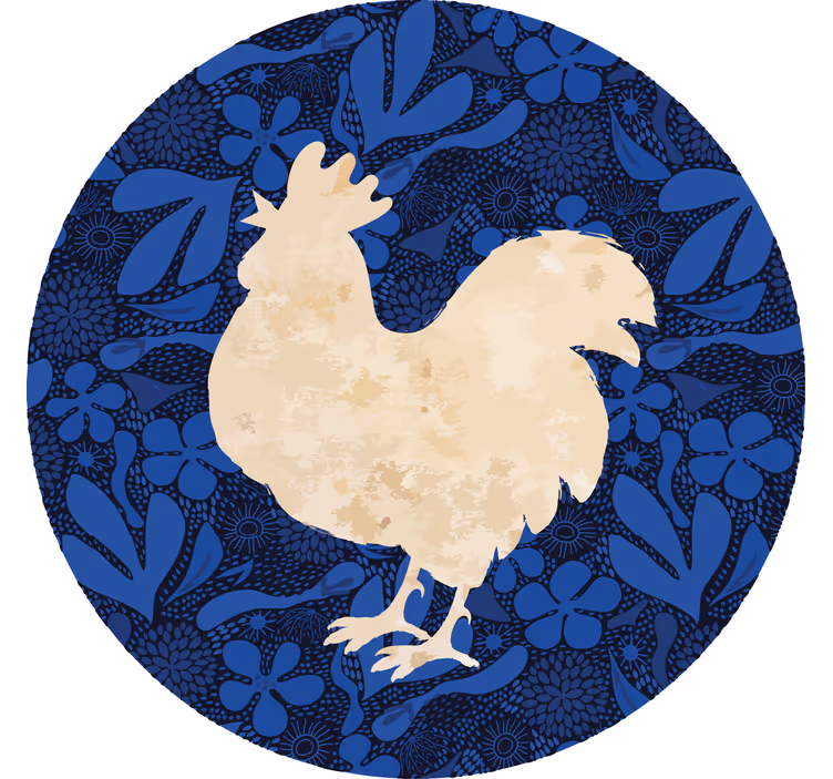 Vintage untersetzer hähnchen blumen silhouette - TenStickers