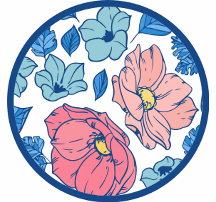 Untersetzer modern mit floralen mustern im kreis - TenStickers