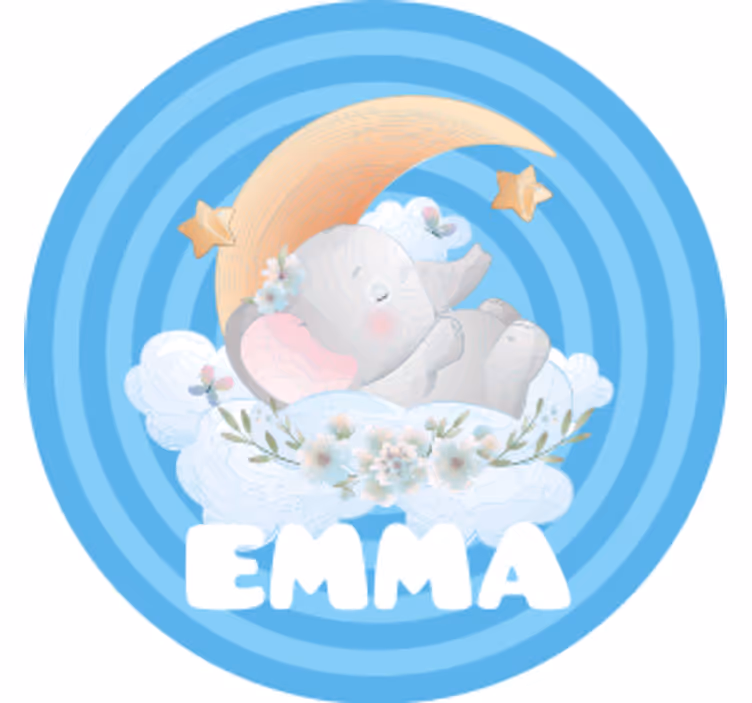 Personalisierte untersetzer elefant mond sterne - TenStickers