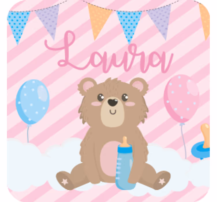 Personalisierte untersetzer süßer bär mit ballons - TenStickers