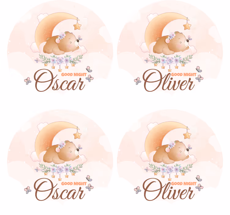 Personalisierte untersetzer mit süßem bären-motiv - TenStickers