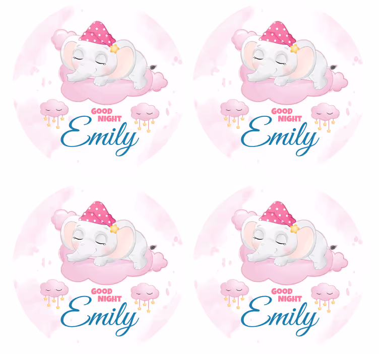 Personalisierte untersetzer mit schlafendem elefanten design - TenStickers