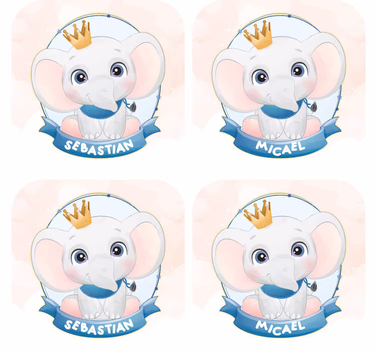 Personalisierte untersetzer mit elefantenporträts - TenStickers