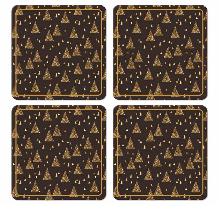 Untersetzer Weihnachten Elegante goldene weihnachtsbäume - TenStickers
