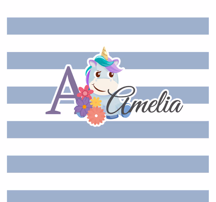 Personalisierte untersetzer einhorn und blumeninitial - TenStickers