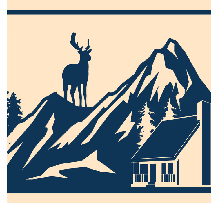 Untersetzer modern Hirsch mit bergen - TenStickers