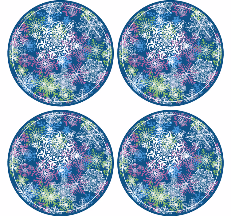 Untersetzer Weihnachten bunte Schneeflocken - TenStickers