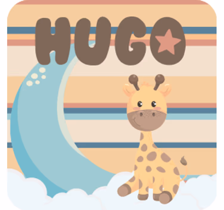Personalisierte untersetzer mit kuscheliger giraffe - TenStickers