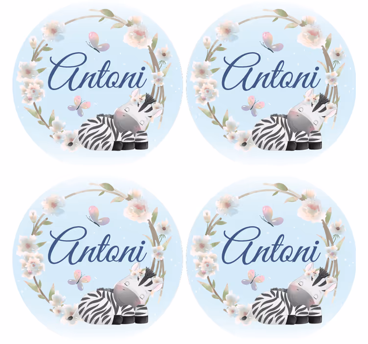 Personalisierte untersetzer mit zebra-illustration - TenStickers