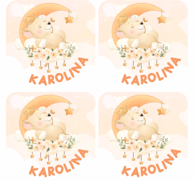 Personalisierte untersetzer schlafender bär mit sternen - TenStickers