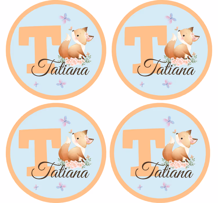 Personalisierte untersetzer mit verspieltem fuchsdesign - TenStickers