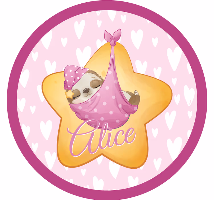 Untersetzer personalisiert Süßes faultier für mädchen mit Namen - TenStickers