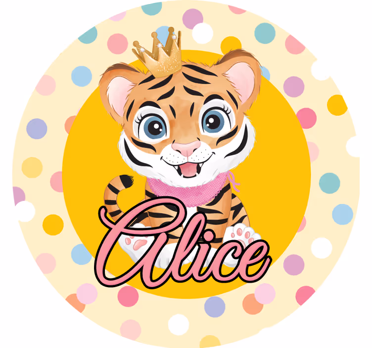 Personalisierte untersetzer mit gekröntem tiger charakter - TenStickers