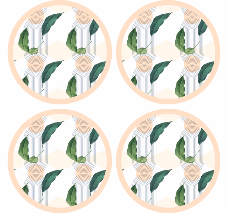 Untersetzer modern mit blättrigem geometrischem muster - TenStickers