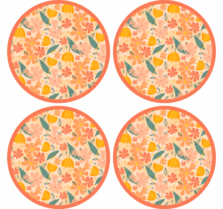 Untersetzer mit floralem muster rund - TenStickers