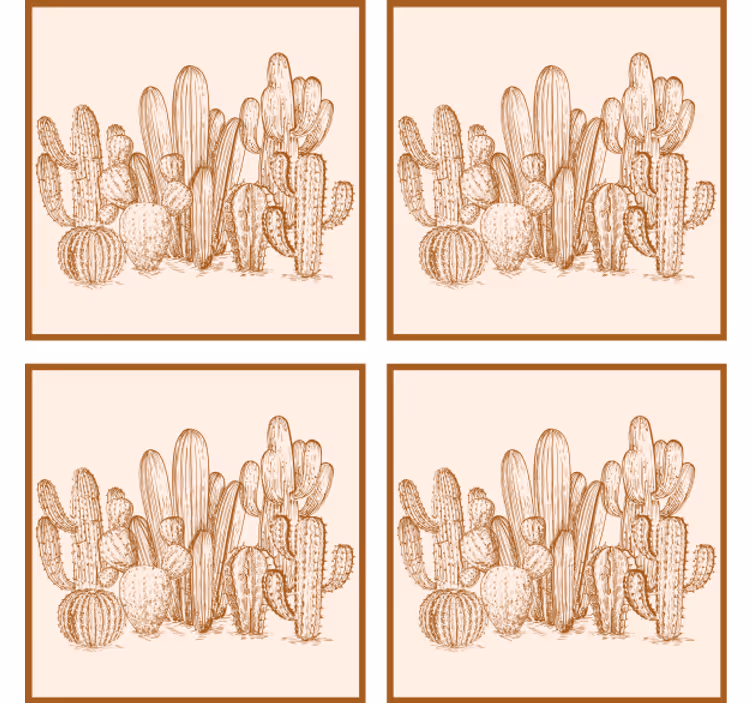 Untersetzer mit kaktusarten-illustration - TenStickers