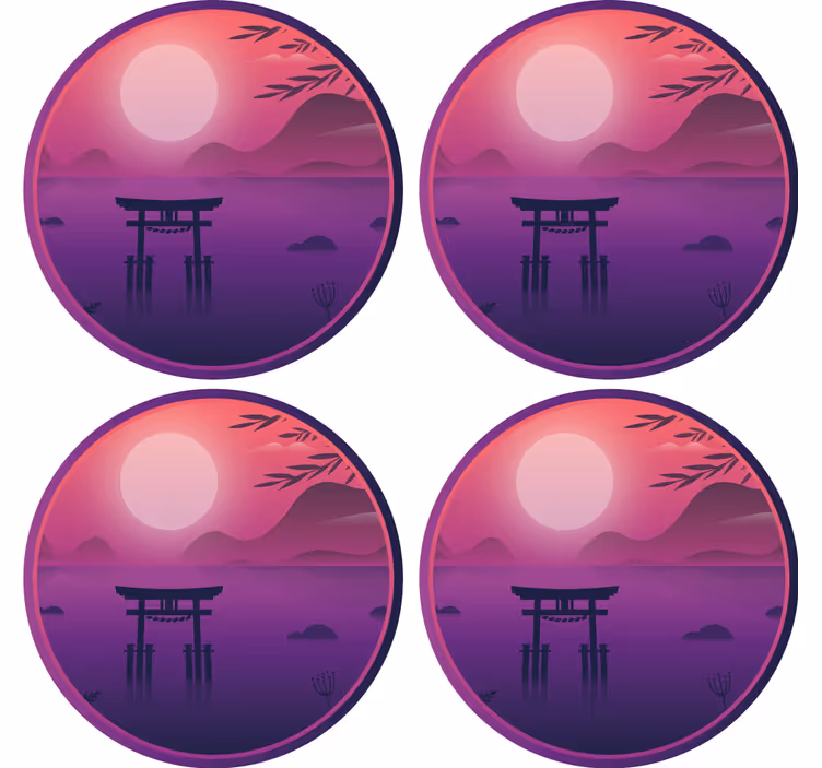 Untersetzer modern serene sonnenuntergang landschaft - TenStickers