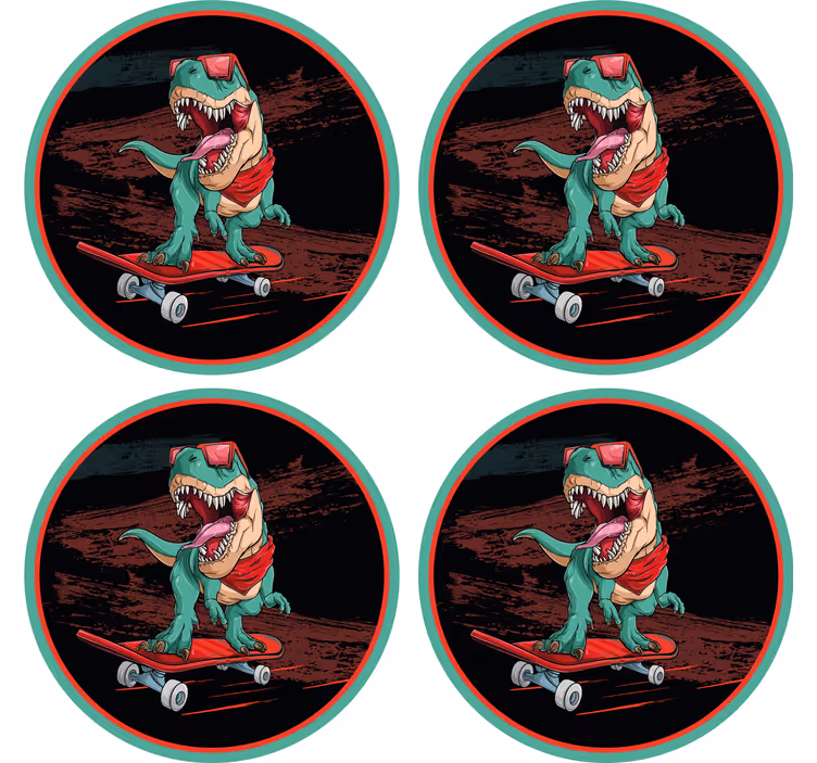 Untersetzer geek skateboardender dinosaurier grafik - TenStickers