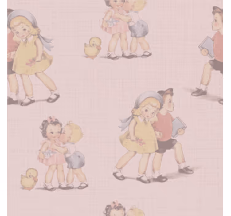 Untersetzer Vintage 80er jahre Muster kinder und blumen - TenStickers