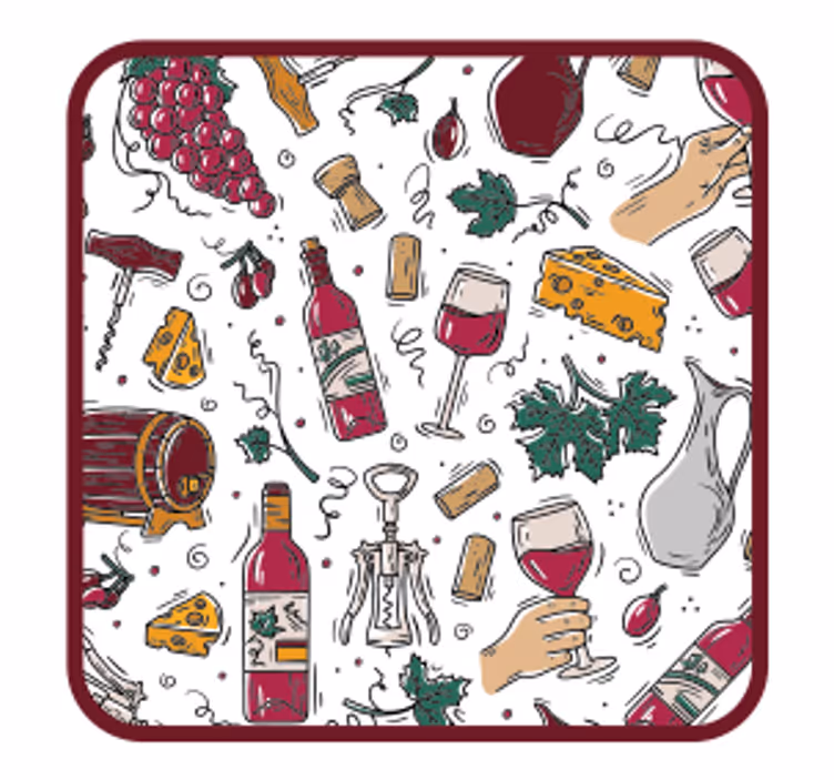 Untersetzer bier weinflaschen trauben käse - TenStickers