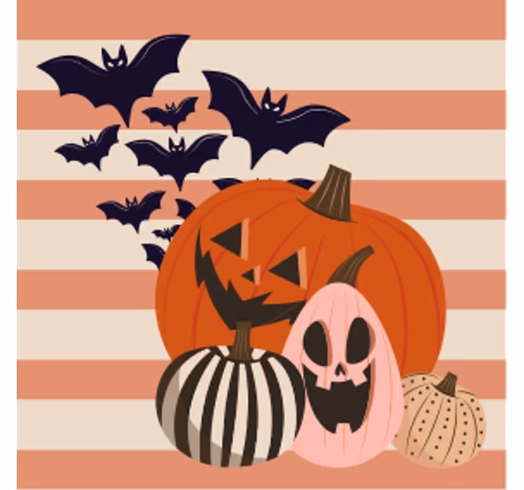 Halloween untersetzer kürbis trio mit fledermäusen - TenStickers