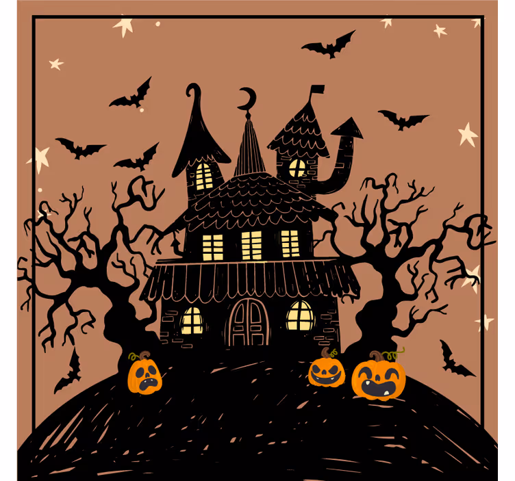Geisterhaus mit fledermäusen halloween coaster - TenStickers