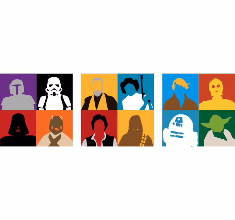 Untersetzer geek mit silhouetten ikonischer figuren - TenStickers