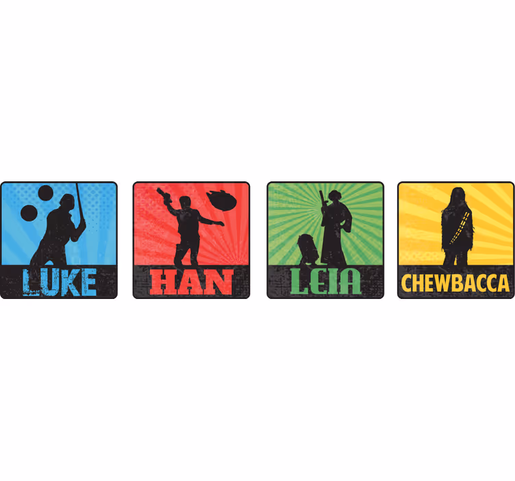Untersetzer geek mit ikonischen charakter-silhouetten - TenStickers