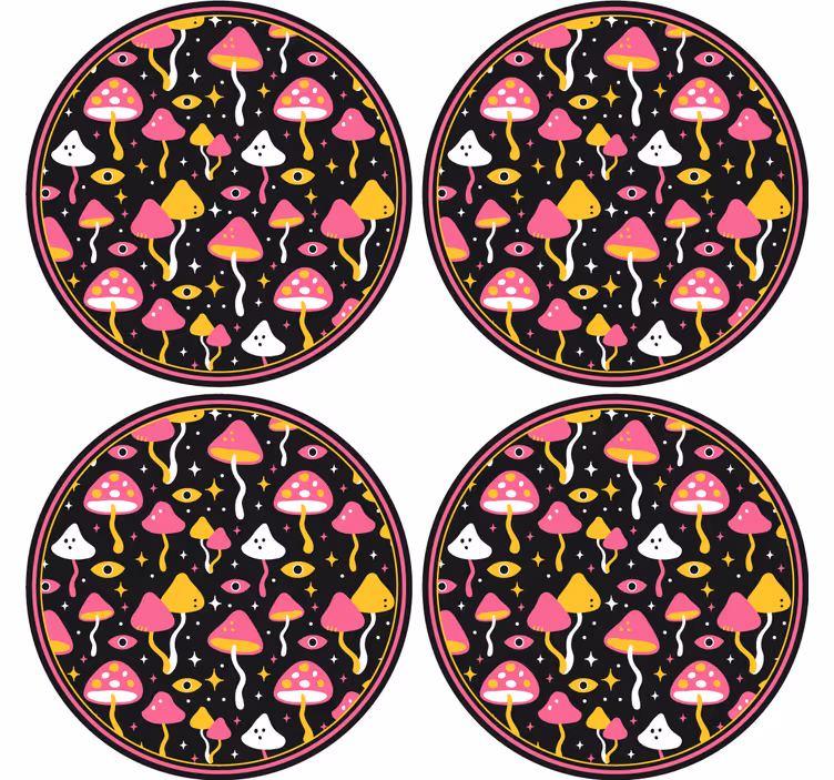 Untersetzer geek mit buntem pilzmuster - TenStickers