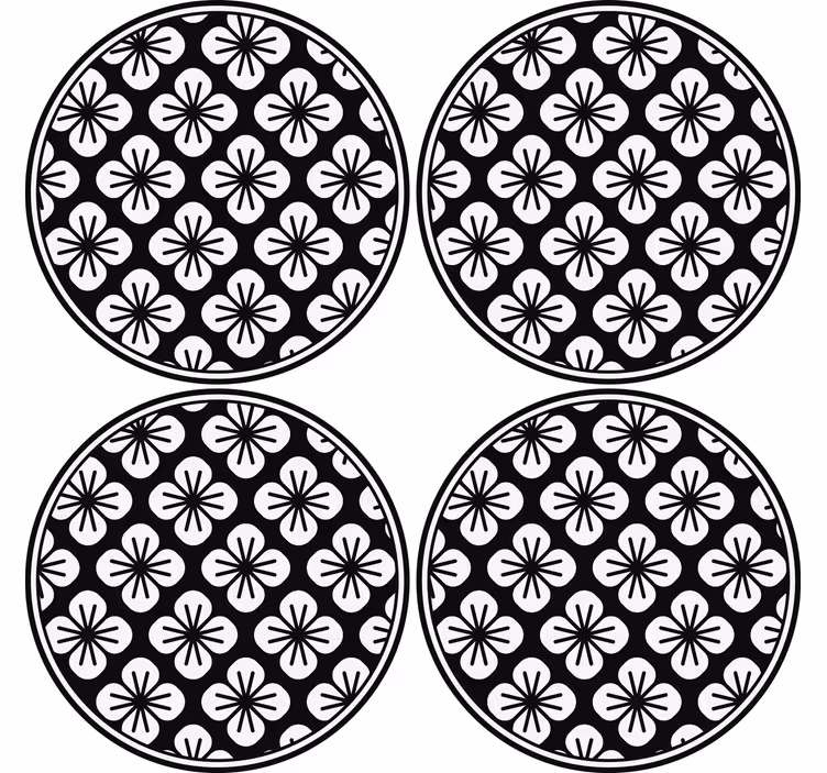Untersetzer Vintage Schwarz-weißes rosenmuster-design - TenStickers
