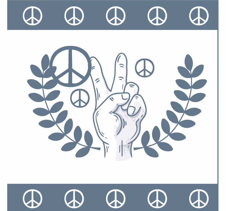 Untersetzer Vintage Friedenshand mit friedenssymbolmuster - TenStickers