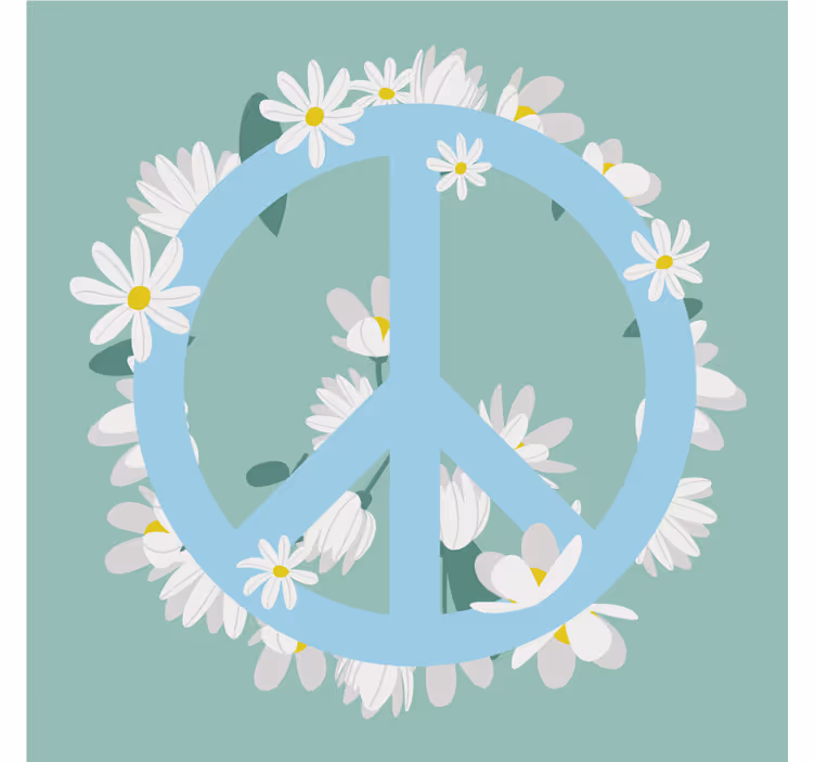 Untersetzer Vintage Hellblaues friedenssymbol mit blumen - TenStickers