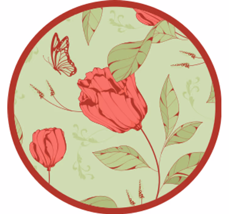 Untersetzer modern blumenmuster mit schmetterling - TenStickers