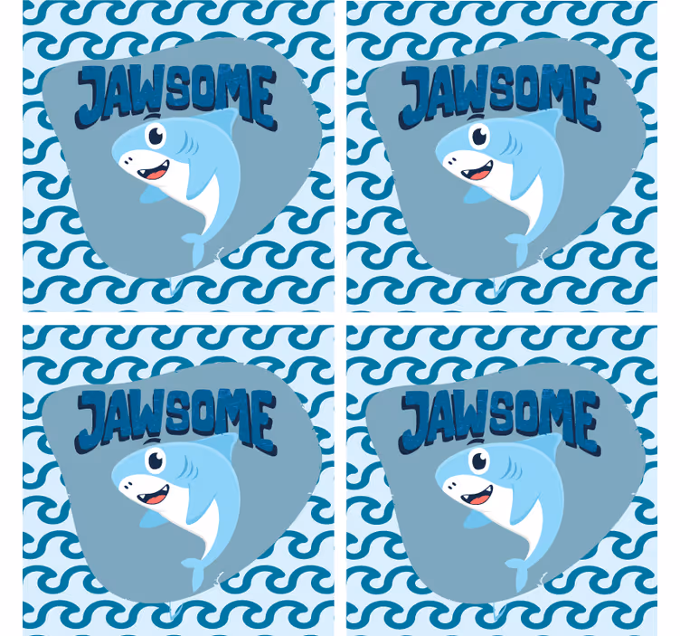 Untersetzer geek cartoon hai mit wellen - TenStickers