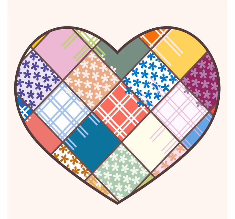 Untersetzer Vintage Patchwork buntes herzmuster - TenStickers