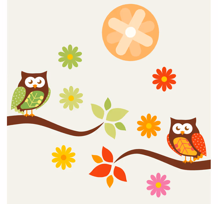Untersetzer geek bunte eulen und blumen - TenStickers