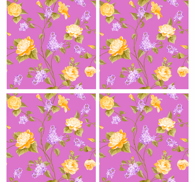 Untersetzer mit floralem druck gelbe rosen - TenStickers