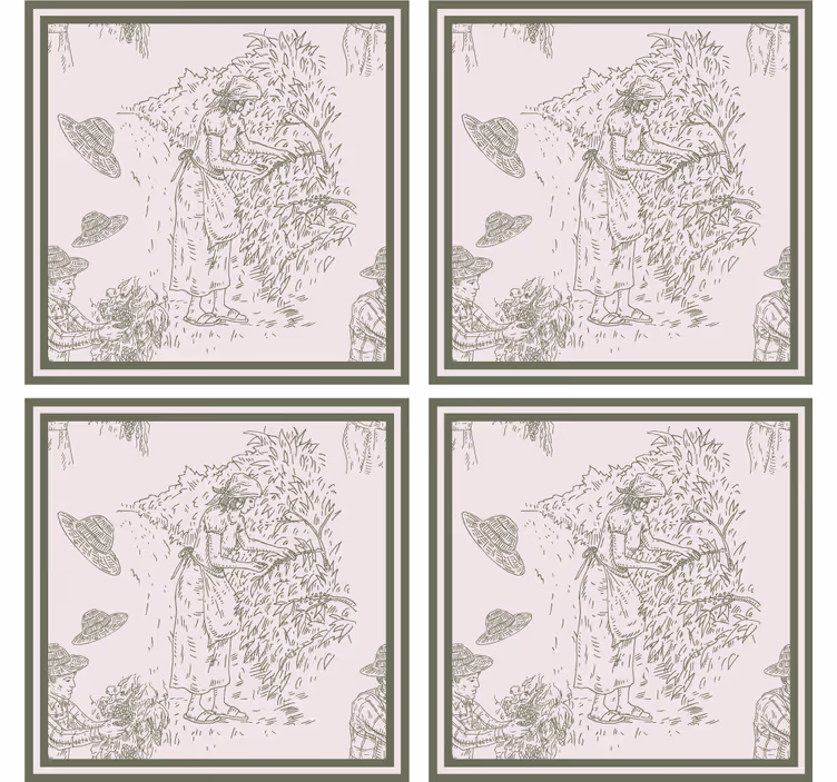 Untersetzer Vintage Französisches vintage-muster in grün - TenStickers