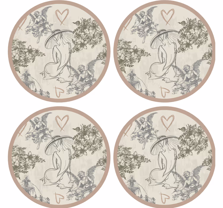 Vintage untersetzer mit eleganten blumenmotiven - TenStickers