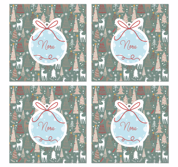 Untersetzer Weihnachten Weihnachtswaldmuster - TenStickers