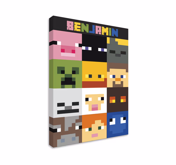 Leinwandbild personalisiert gaming-gepixelte gesichter - TenStickers