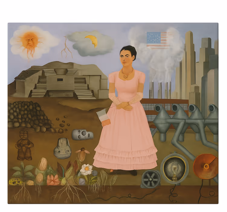 Kunst auf Leinwand frida khalo an der grenze - TenStickers
