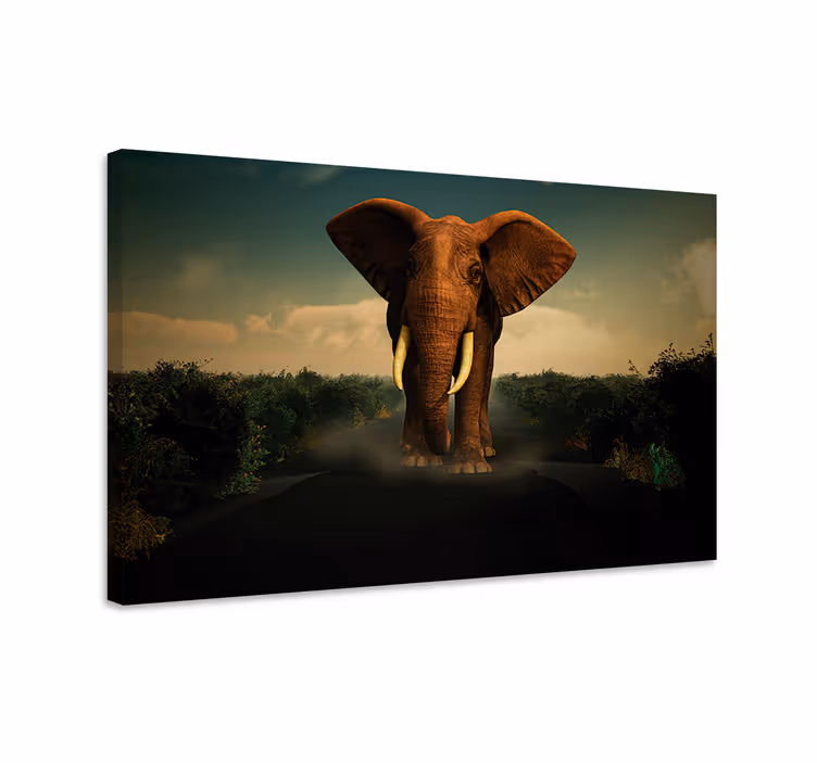 Wandbild elefant auf der straße - TenStickers