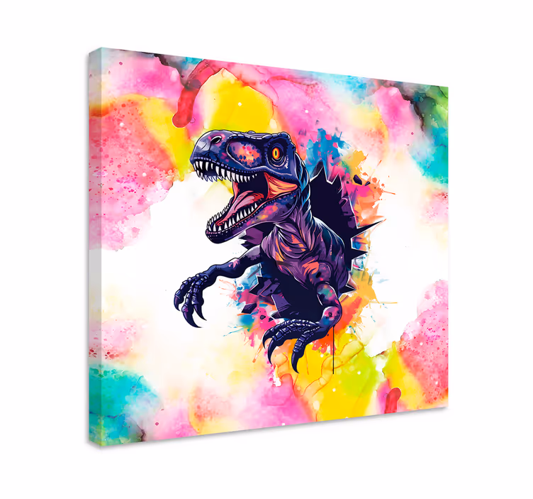 Dinosaurier wandbild in satten farben velociraptor - TenStickers
