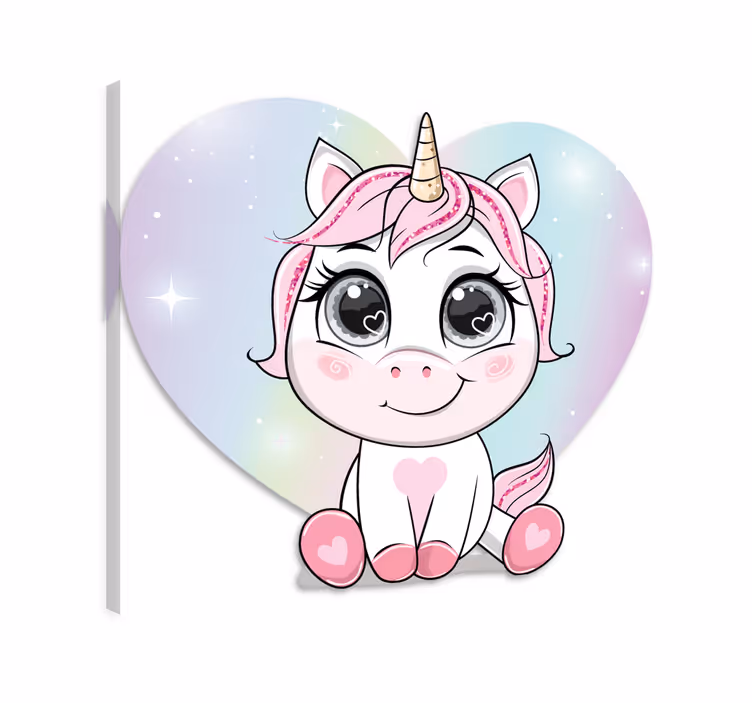 Einhorn wandbild süßes cartoon einhorn mit herzen - TenStickers