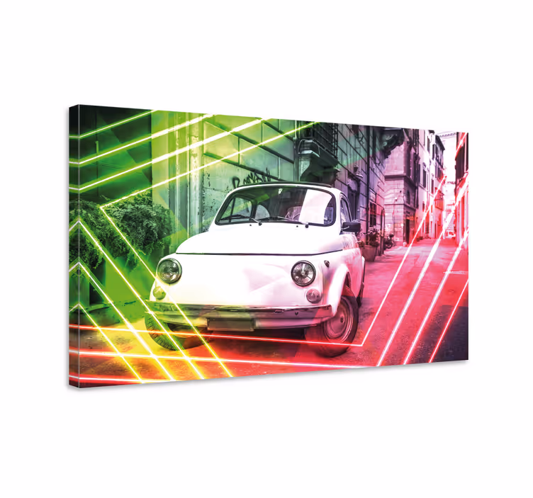 Leinwandbild abstrakt urbanes retro-fahrzeug - TenStickers