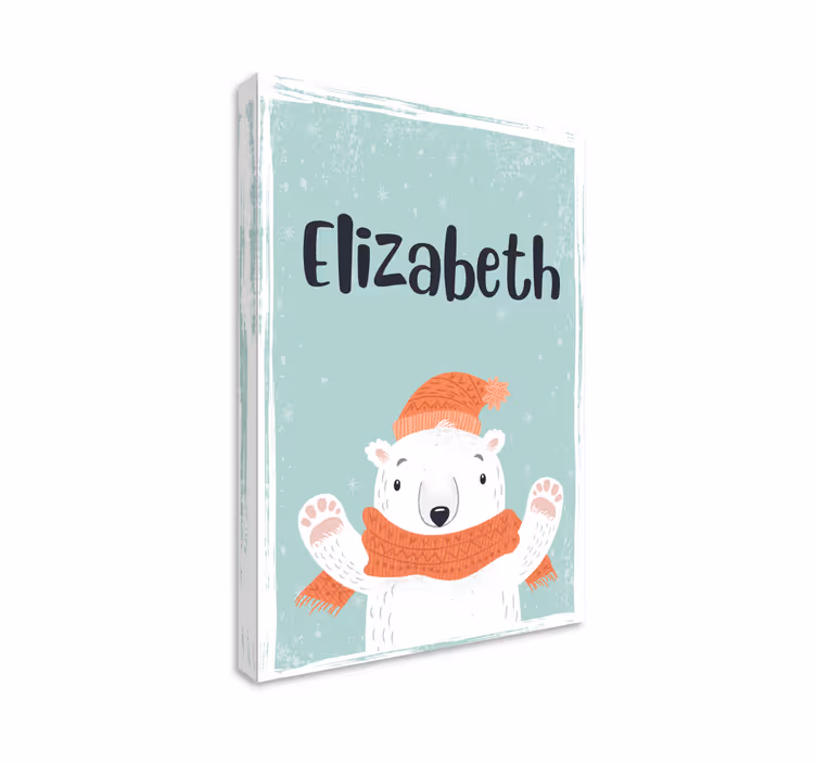 Leinwandbild personalisiert Süßer name mit eisbär - TenStickers