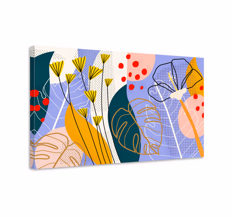 Leinwandbild abstrakt Bunte blumen und blätter - TenStickers